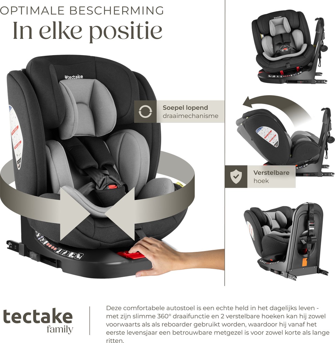 tectake® Draaibare Isofix Autostoel Kinderstoel i-Size