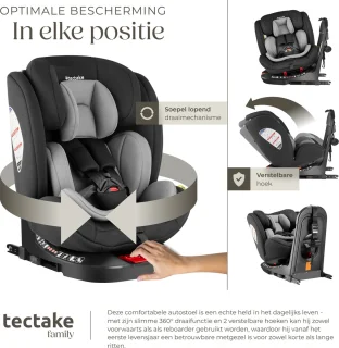tectake® Draaibare Isofix Autostoel Kinderstoel i-Size