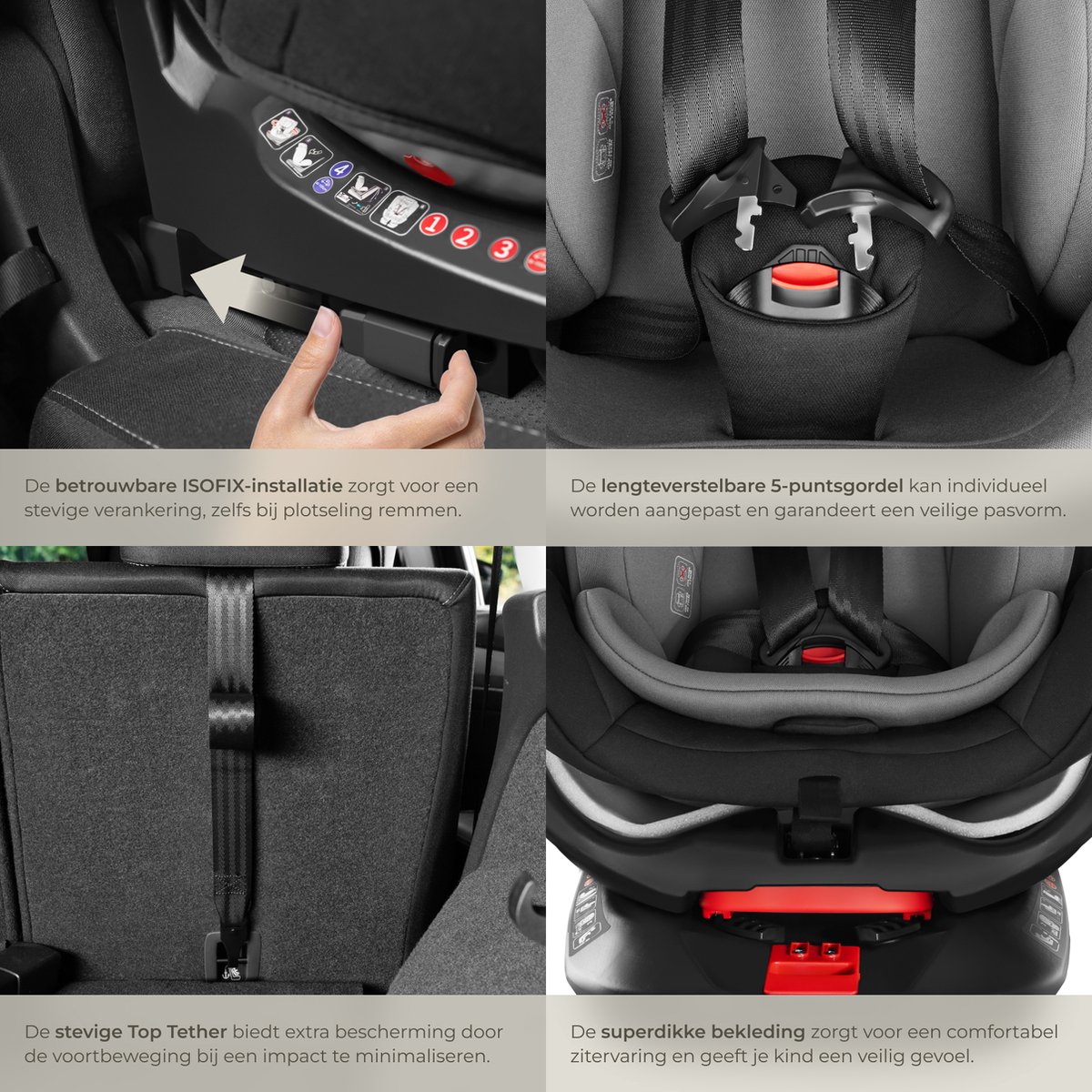 tectake® Draaibare Isofix Autostoel Kinderstoel i-Size