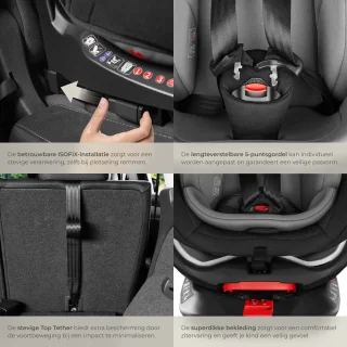 tectake® Draaibare Isofix Autostoel Kinderstoel i-Size