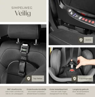 tectake® Draaibare Isofix Autostoel Kinderstoel i-Size