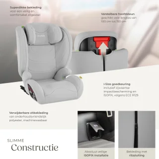 tectake Kinderautostoeltje i-Size YB805A lichtgrijs
