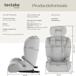 tectake Kinderautostoeltje i-Size YB805A lichtgrijs