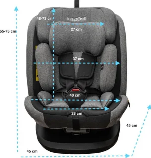 Thuys Autostoel 360° Draaibaar Isofix Kinderzitje Grijs
