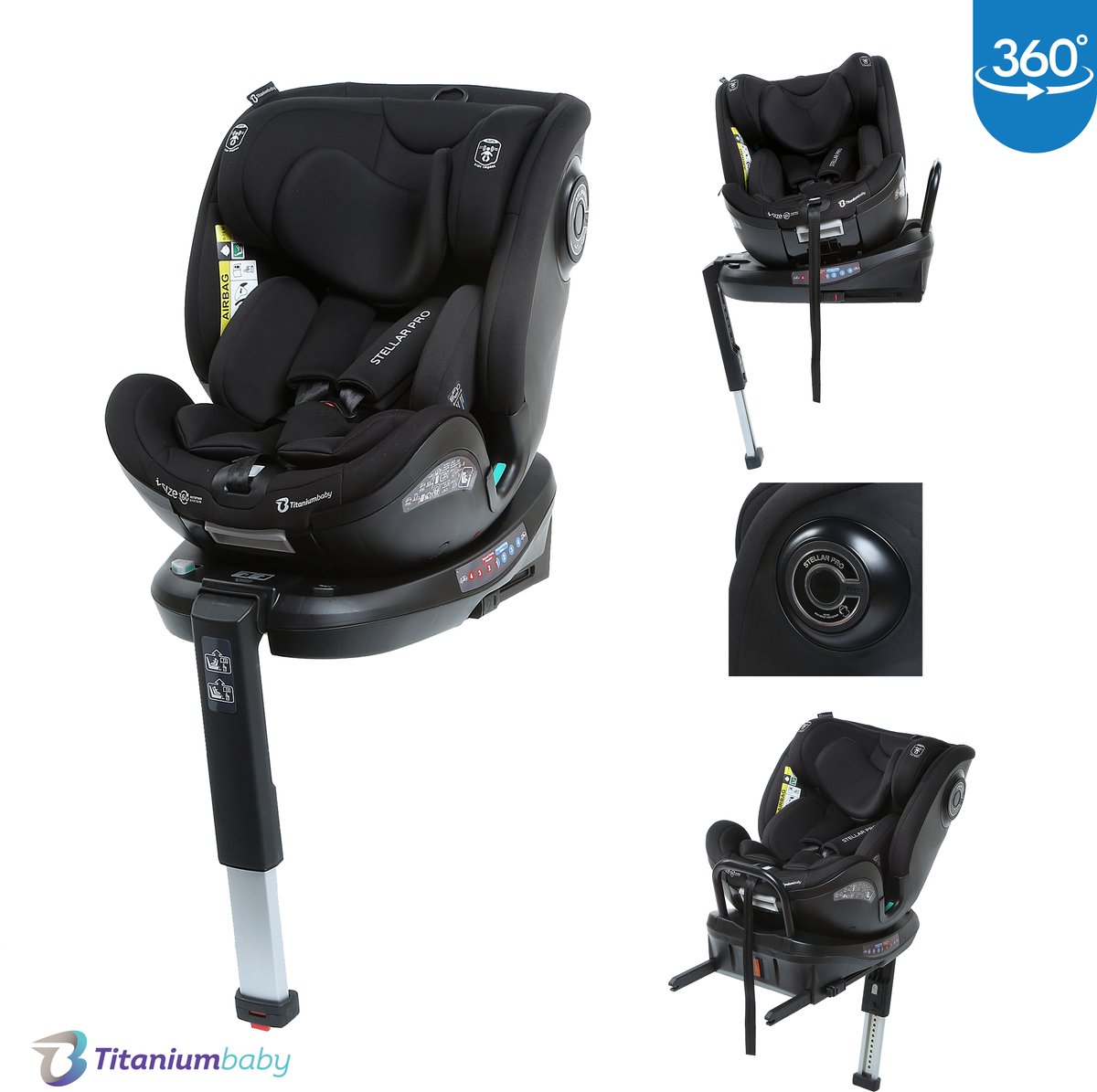 Titaniumbaby Stellar PRO I-Size Zwart 360° Autostoel