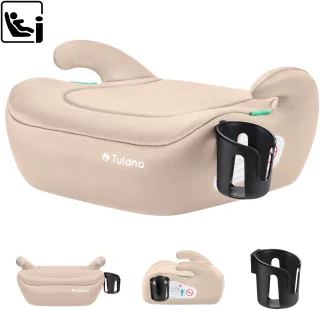 De Tulano Cabby 20 i-Size Autostoelverhoger 125–150 cm (15–36 kg) Beige/Zwart in één oogopslag