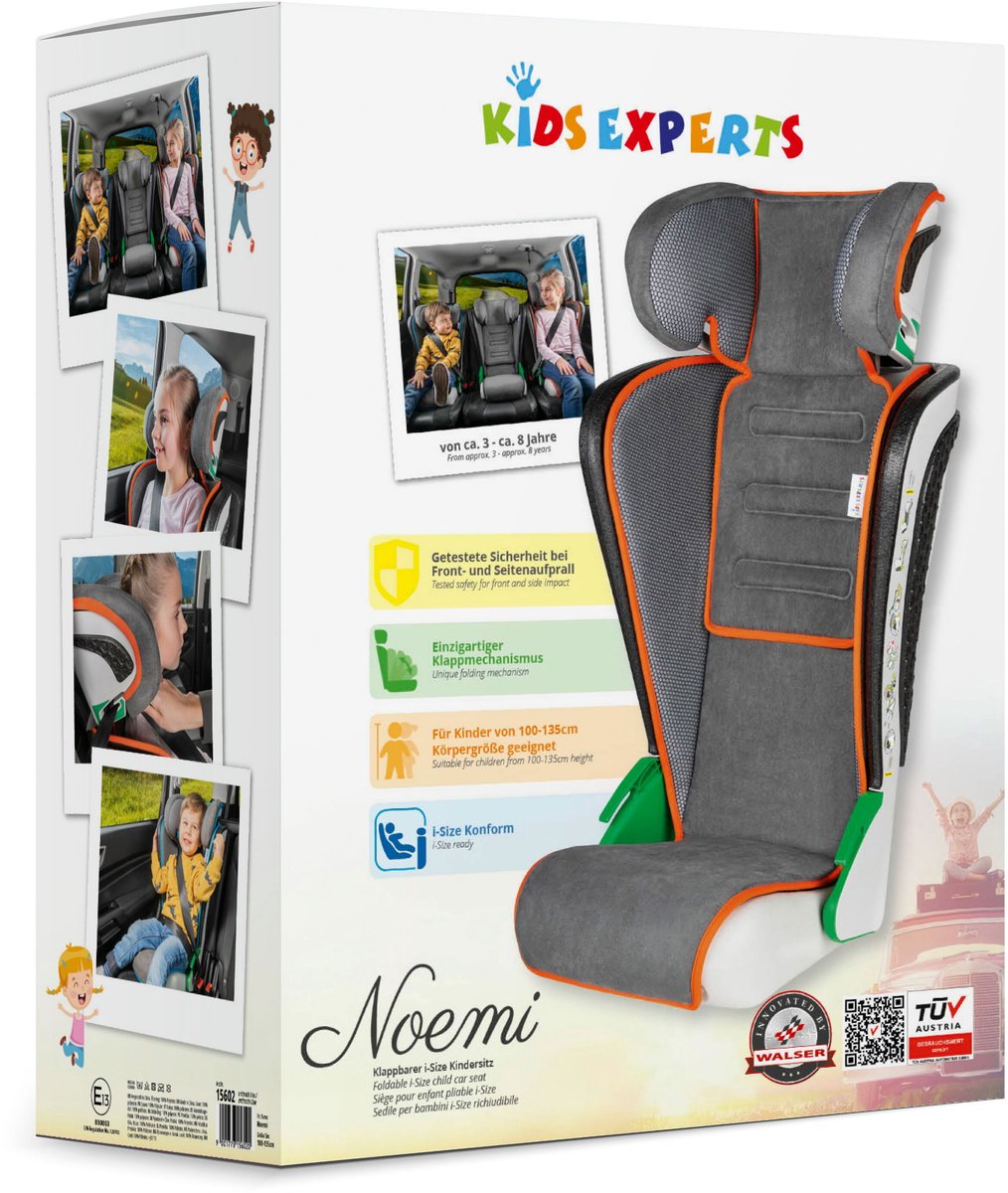 Walser Noemi kinderautostoeltje 3-8 jaar antraciet/oranje