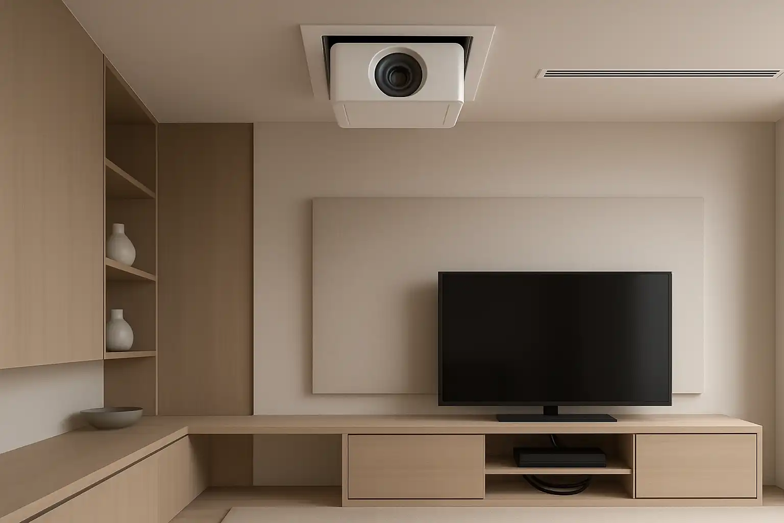 Het perfecte beamerinterieur: zo maak je projector, meubel en kabels onzichtbaar voor een strak woonbeeld