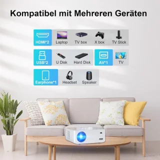 Draagbare beamer 15.000 Lux 5G WiFi Native 1080P video thuisbioscoop projector - smartphone PC Xbox PS5 laptop tv-stick Beamer