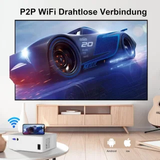 Draagbare beamer 15.000 Lux 5G WiFi Native 1080P video thuisbioscoop projector - smartphone PC Xbox PS5 laptop tv-stick Beamer