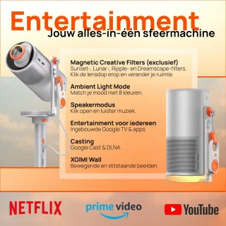 XGIMI MoGo 4 – Draagbare Smart-projector – Beamer – 360° Rotatie – Google TV/Netflix-licentie – Harman/Kardon 2x 6W luidsprekers – Dolby Audio – Ingebouwde Batterij – Bluetooth Speaker