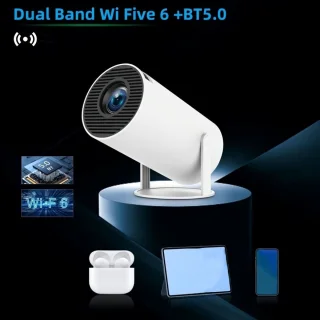 HY300 Slimme 4K Beamer | WiFi Schermspiegeling iOS/Android | 360° Surround Sound | Dual-Band WiFi & Bluetooth | HDMI, USB, Voor Thuisbioscoop