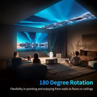 Draagbare mini-projector met wifi 6BT 5.4 en Android 11.0 - automatische keystone-correctie - 180 graden draaibare Smart Home Cinema projector - telefoon/tv-stick/laptop. Beamer