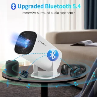 Draagbare mini-projector met wifi 6BT 5.4 en Android 11.0 - automatische keystone-correctie - 180 graden draaibare Smart Home Cinema projector - telefoon/tv-stick/laptop. Beamer