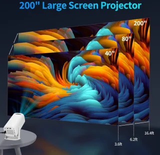 Draagbare mini-projector met wifi 6BT 5.4 en Android 11.0 - automatische keystone-correctie - 180 graden draaibare Smart Home Cinema projector - telefoon/tv-stick/laptop. Beamer