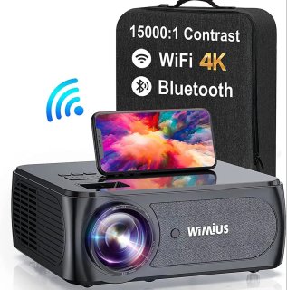 De Wimius 8K Projector - 4K Full HD beamer - Bluetooth - Mini Beamer - 1080P - 8K Kwaliteit - Scherm - Projector - Thuisbioscoop - Inclusief Draagbare Tas - Zwart in één oogopslag