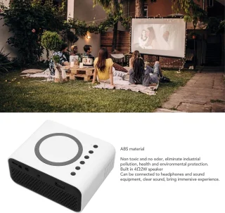 Draagbare Projector Duurzaam ABS-materiaal 4Ω 2W Luidspreker - Filmprojector voor Buiten - Diffuse Reflectie Beeldvormingstechnologie - 4k Beamer Projectiescherm - Mobiele Voeding (Wit) .