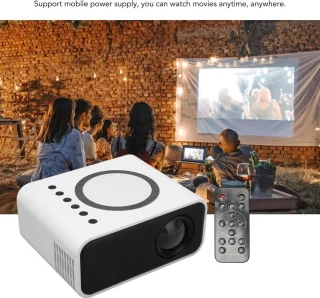 Draagbare Projector Duurzaam ABS-materiaal 4Ω 2W Luidspreker - Filmprojector voor Buiten - Diffuse Reflectie Beeldvormingstechnologie - 4k Beamer Projectiescherm - Mobiele Voeding (Wit) .