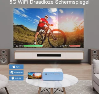 Draagbare Mini Beamer met Full HD Support en Stativ - Ideaal voor Thuis en Reizen