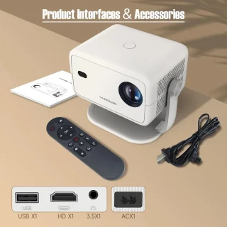 Studio Lyma Beamer - Projector - 1080P - 650ANSI - 4K beeld - Draagbaar - Thuisbioscoop - WiFi6 +5G - Android 11 - BT5.2 & Hl-Fl stereo speaker