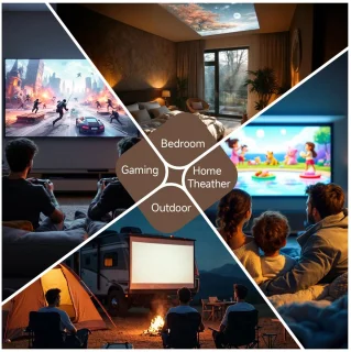 Studio Lyma Beamer - Projector - 1080P - 650ANSI - 4K beeld - Draagbaar - Thuisbioscoop - WiFi6 +5G - Android 11 - BT5.2 & Hl-Fl stereo speaker