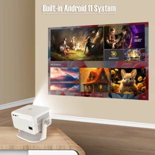 Studio Lyma Beamer - Projector - 1080P - 650ANSI - 4K beeld - Draagbaar - Thuisbioscoop - WiFi6 +5G - Android 11 - BT5.2 & Hl-Fl stereo speaker