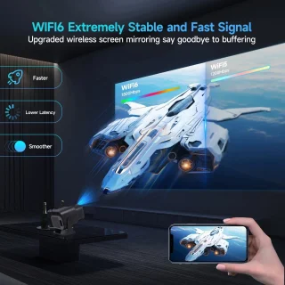 TrendWave 180 ° Draaibare Projector - HD 1080P Beamer - 4K - WIFi BT5.0 - Auto Focus - Smart Home Theater Video - Mini Beamer