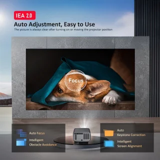 Beamer – Projector – Mini Beamer – Home Cinema – Smart Projector – 3000 Lumen Helderheid – 4K Ondersteuning & Android 12 – Ingebouwde Speakers & WiFi – 16:9 Beeldverhouding – Donkergrijs