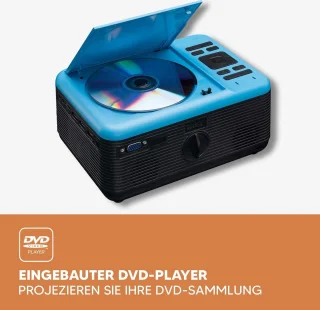 Bluetooth beamer - Mini Beamer met DVD speler - 2800 lumen - 30.000 uur levensduur - Full HD - Bluetooth 5.0-2 x HDMI - USB - SD - AV-in - VGA - blauw Beamer