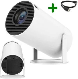 Mini Beamer WiFi 6 met 4K Ondersteuning | Android 11.0 Smart Projector | 200 ANSI Lumen | Draagbaar & 180° Rotatie | Bluetooth 5.0 | Inclusief HDMI Kabel – Thuisbioscoop & Presentaties