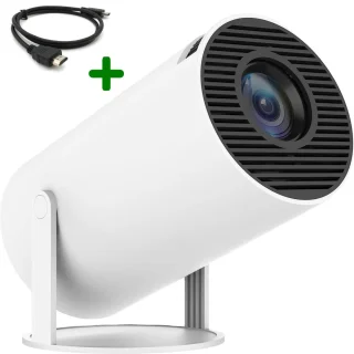 Mini Beamer WiFi 6 met 4K Ondersteuning | Android 11.0 Smart Projector | 200 ANSI Lumen | Draagbaar & 180° Rotatie | Bluetooth 5.0 | Inclusief HDMI Kabel – Thuisbioscoop & Presentaties