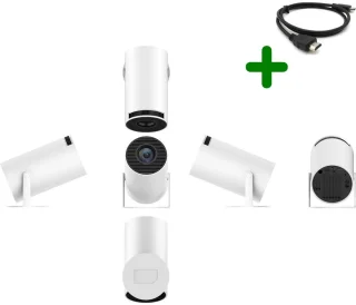 Mini Beamer WiFi 6 met 4K Ondersteuning | Android 11.0 Smart Projector | 200 ANSI Lumen | Draagbaar & 180° Rotatie | Bluetooth 5.0 | Inclusief HDMI Kabel – Thuisbioscoop & Presentaties