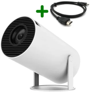 Mini Beamer WiFi 6 met 4K Ondersteuning | Android 11.0 Smart Projector | 200 ANSI Lumen | Draagbaar & 180° Rotatie | Bluetooth 5.0 | Inclusief HDMI Kabel – Thuisbioscoop & Presentaties
