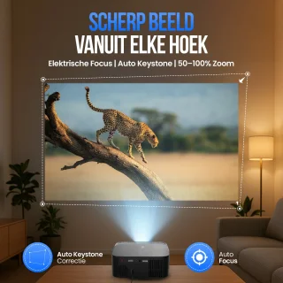 Strex Beamer - Smart 1080P Full HD Projector - 4K Ondersteuning - WiFi & Bluetooth - Ingebouwde Speakers - Draagbare Mini Beamer Thuisbioscoop - WhaleOS - Inclusief Opbergtas