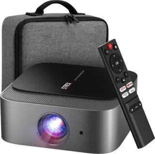 Strex Beamer - Smart 1080P Full HD Projector - 4K Ondersteuning - WiFi & Bluetooth - Ingebouwde Speakers - Draagbare Mini Beamer Thuisbioscoop - WhaleOS - Inclusief Opbergtas