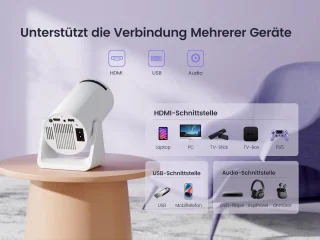 Automatische trapeziumcorrectie mini-beamer met wifi en bluetooth voor thuisbioscoop - ondersteunt 1080p en projectie voor korte afstanden Beamer