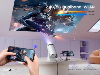 Automatische trapeziumcorrectie mini-beamer met wifi en bluetooth voor thuisbioscoop - ondersteunt 1080p en projectie voor korte afstanden Beamer