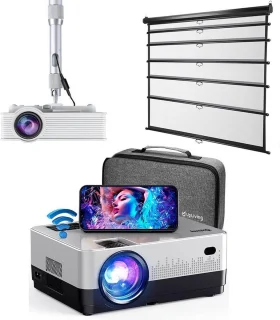 UpLiving® Thuisbioscoop set | Behuizing 236cm Breed | UpLiving™ LCD Mini Beamer met WiFi | UpLiving™ Beamerbeugel | UpLiving™ handmatig projectiescherm | Surround set Home Cinema | Projector | Mini beamer | Pathe Thuis | Filmpakket