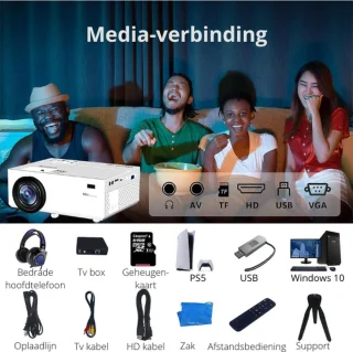 Mini Projector - 7500 Lumens - Full HD 1080P Beamer - Draagbare Projector - Mini Film Projector