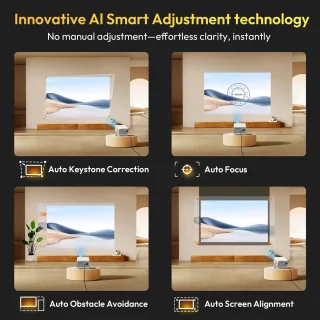 Cissé 4K-projector 650ANSI Native draagbare projector 1080P Autofocus Keystone -correctie BT5.2 Android11 ​​WIFI6 135° thuisbioscoop