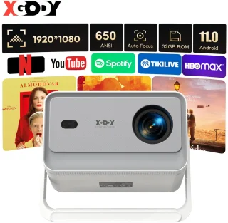 Cissé 4K-projector 650ANSI Native draagbare projector 1080P Autofocus Keystone -correctie BT5.2 Android11 ​​WIFI6 135° thuisbioscoop