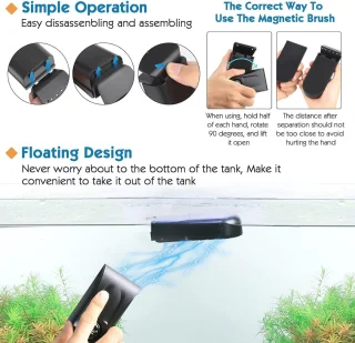 Magnetische Aquariumscheibenreiniger - Krasvrij en Drijvend met Alg-scrapers (S)