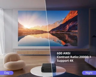Mini Beamer - Projector - Digitale Projector - Draagbaar - 1080P Projector - WiFi 6 en Bluetooth 5.2 - Ingebouwde Luidspreker - 600 ANSI - EU Stekker Type - Compatibel met HDMI - Voeding - USB- 110W - Zwart