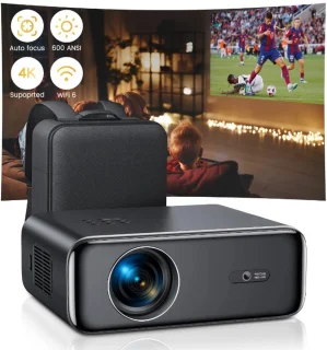 Mini Beamer - Projector - Digitale Projector - Draagbaar - 1080P Projector - WiFi 6 en Bluetooth 5.2 - Ingebouwde Luidspreker - 600 ANSI - EU Stekker Type - Compatibel met HDMI - Voeding - USB- 110W - Zwart