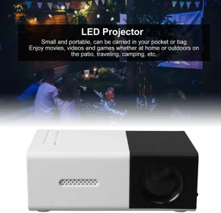 Miniprojector, 1080P Full HD-videoprojector, Draagbare Buitenbioscoopprojector, Hifi-stereoluidsprekers, HDMI, USB, Smartphone, Tablet, Tv-sticks