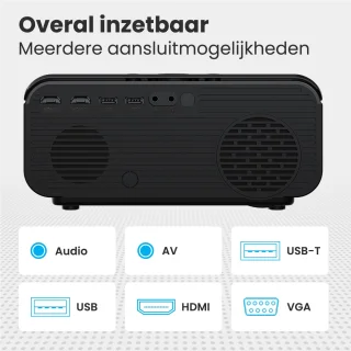 Auronic Beamer 10.000 Lumen - WiFi - 1080P Full HD - Streamen vanaf je telefoon - Smart Mini Beamer - HDMI-kabel - Afstandsbediening en Projectiescherm - Zwart