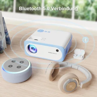 Mini Beamer Tragbarer Full HD 1080P Unterstützt V3 5G WiFi 9000 Lumens Video-Beamer für Handy Phone - Kompatibel mit TV Stick-X-Box-DVD-Laptop-Smartphone Kleiner Beamer Beamer