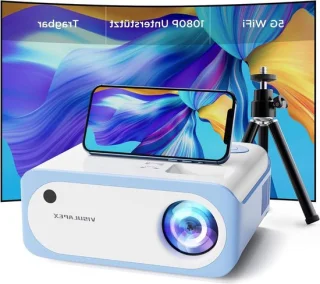 Mini Beamer Tragbarer Full HD 1080P Unterstützt V3 5G WiFi 9000 Lumens Video-Beamer für Handy Phone - Kompatibel mit TV Stick-X-Box-DVD-Laptop-Smartphone Kleiner Beamer Beamer