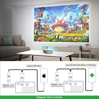 Mini Beamer - Input tot 1080P Full HD - Projector - Mini Projector - HDMI - USB - Wit / geel - Smartphone - Draagbaar - Ingebouwde speaker