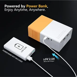 Mini Beamer - Input tot 1080P Full HD - Projector - Mini Projector - HDMI - USB - Wit / geel - Smartphone - Draagbaar - Ingebouwde speaker